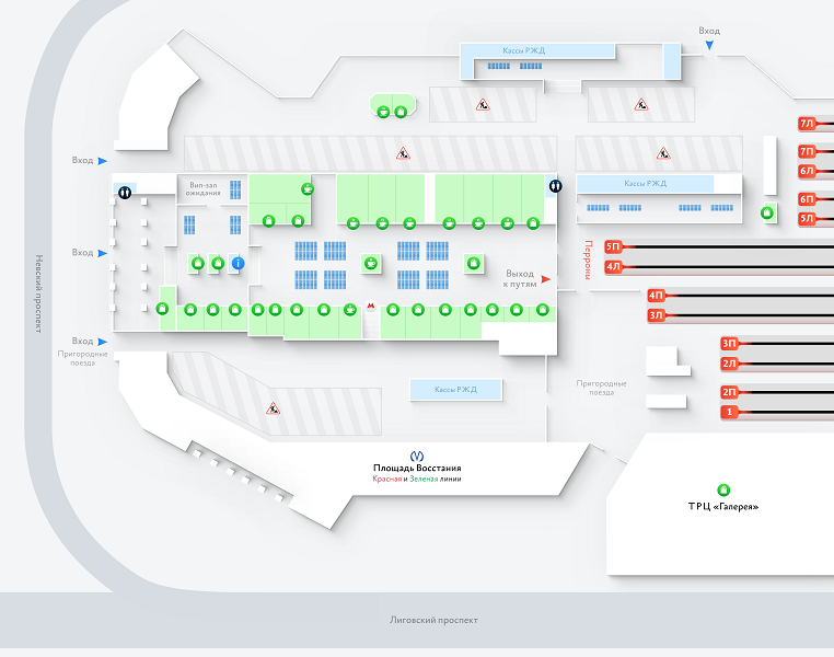 Карта Московского вокзала Санкт-Петербурга — схема подачи автомобиля